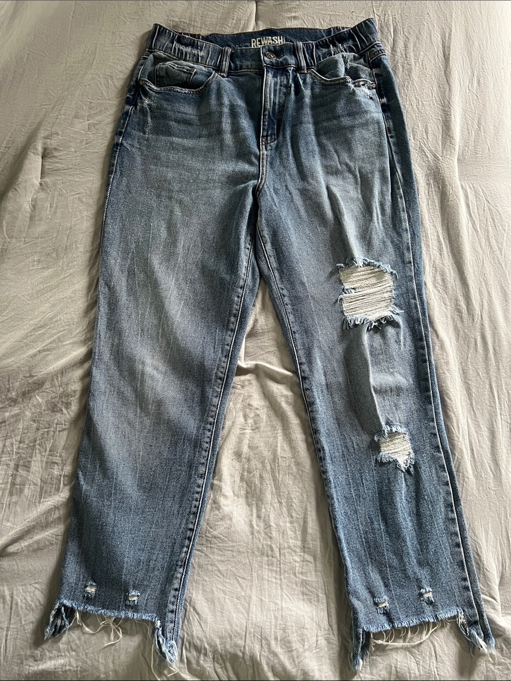 Rewash Distressed Light Blue Straight Leg Jeans